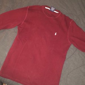Waffle Maroon Men’s M Polo Long Sleeve